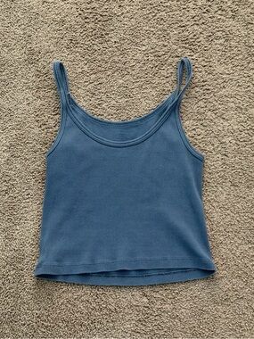 Brandy Melville Blue Ribbed Slim Strap Tank